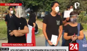 Voluntarios de vacuna Sinopharm protestan en Instituto Nacional de Salud