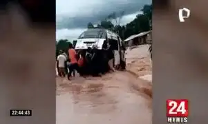 San Martín: desborde de río Tonchima provoca inundación en carretera Fernando Belaunde