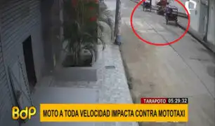 Tarapoto: mujer resultó herida tras violento choque entre dos mototaxis