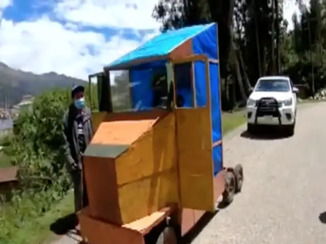 Huari: joven construyó vehículo con materiales reciclables