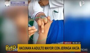 México: video muestra vacunación de adulto mayor con jeringa vacía
