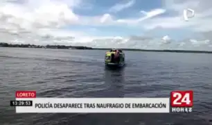 Policía desaparece tras naufragio de embarcación en Loreto