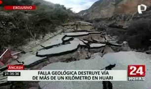 Áncash: falla geológica destruyó vía de más de un kilómetro en Huari