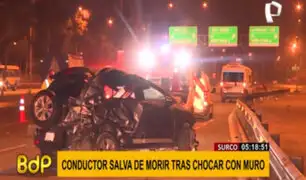Surco: conductor salva de morir tras chocar contra muro en la Panamericana Sur
