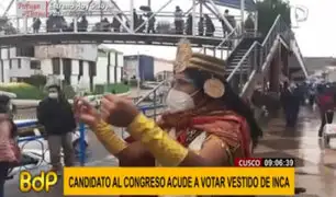 Candidato al Congreso por Cusco acude a votar vestido de inca