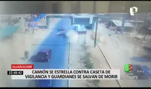 Huarochirí: camión se estrella contra caseta de vigilancia y guardianes se salvan de morir