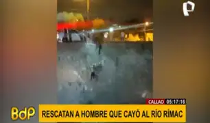 Callao: Agentes del Escuadrón de Emergencia rescatan a hombre que cayó al río Rímac