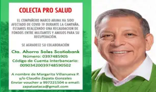 Hacen colecta para apoyar al candidato Marco Arana tras contagiarse de coronavirus