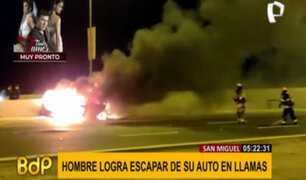 San Miguel: auto se incendia por aparente corto circuito en plena Costa Verde