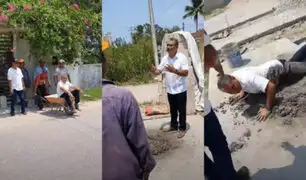 ¿Broma o mala intención? albañiles lanzan al cemento fresco a un candidato a la alcaldía