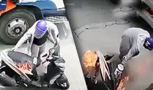 Filipinas: Moto se incendia en plena carretera