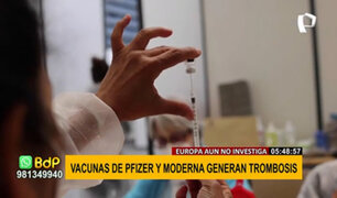 Reportan nuevos casos de trombosis con vacunas Pfizer y Moderna