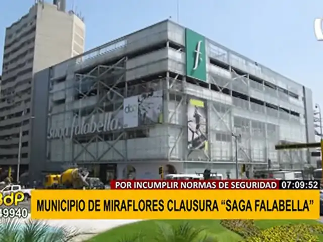 Miraflores: clausuran tienda Saga Falabella por incumplir normas de seguridad