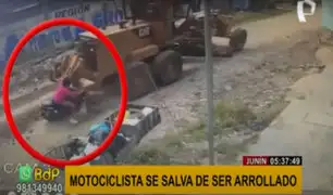 Junín: motociclista salvó de morir atropellado por maquinaria pesada