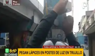 Trujillo: joven pega lápices en postes para apoyar a Pedro Castillo