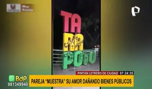 Tarapoto: pareja retrata su amor con grafitis sobre un letrero ornamental de la ciudad