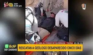 Tacna: Rescatan a geólogo desaparecido en quebrada desde el pasado 14 de mayo