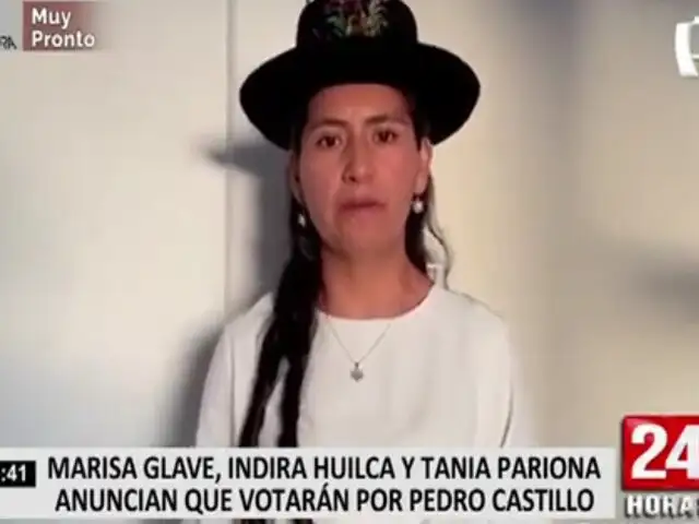 Marisa Glave, Indira Huilca y Tania Pariona anuncian apoyo a Pedro Castillo