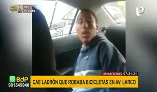 Miraflores: capturan a ladrón que robó bicicleta de policía de tránsito