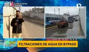 VMT: reportan filtración de agua en bypass de avenida Pachacútec