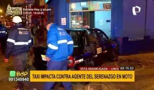 Lince: taxi choca contra agente del serenazgo y luego impacta contra fachada de funeraria
