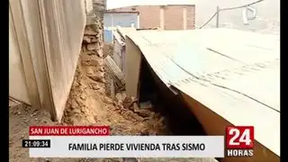 SJL: familia quedó damnificada tras caída de muro de piedras contra su vivienda durante sismo