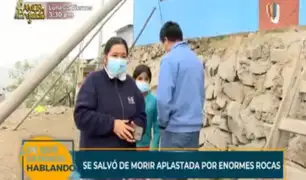 VMT: mujer salvó de morir aplastada por enormes rocas tras fuerte sismo