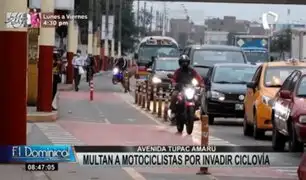 Infractores en av. Túpac Amaru: multan a motociclistas por invadir ciclovía