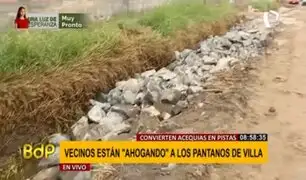Pantanos de Villa: bloquean acequias con rocas y piedras para instalar estacionamiento