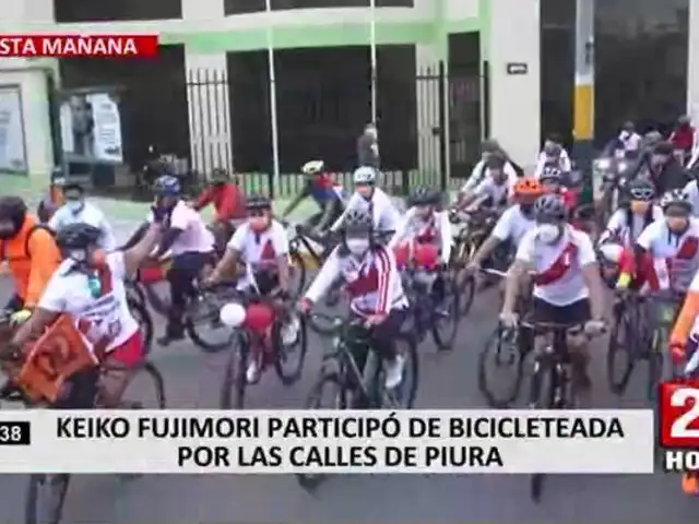 Keiko Fujimori encabezó bicicleteada por las principales calles de Piura