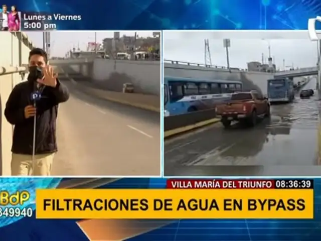 VMT: reportan filtración de agua en bypass de avenida Pachacútec