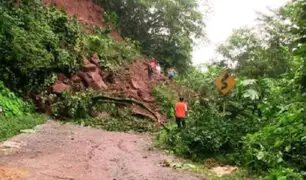 San Martín: intensas lluvias provocan derrumbes que bloquean vía Tarapoto-Yurimaguas