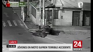 Cañete: cámara capta accidente en motocicleta
