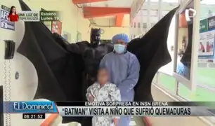 Emotiva sorpresa en INSN Breña: “Batman” visitó a niño que sufrió quemaduras
