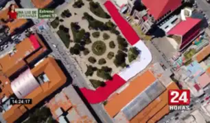 Homenaje al Perú: bandera gigante que llegó al Huascarán fue paseada por calles de Huaraz