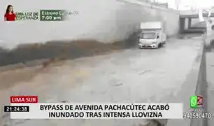 Lima Sur: bypass de Av. Pachacútec acabó inundado tras intensa llovizna