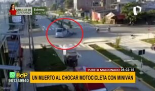 Puerto Maldonado: Motociclista muere tras impactar violentamente contra una miniván