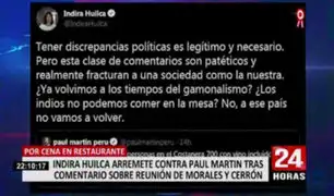 Indira Huilca arremete contra Paul Martin tras comentario sobre reunión de Morales y Cerrón