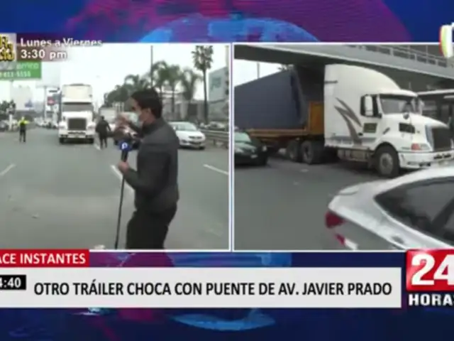 Nuevamente otro tráiler impacta contra puente Carriquiry en Av. Javier Prado