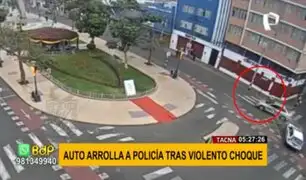 Tacna: Auto arrolla a policía de tránsito tras violento choque