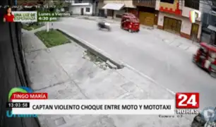 Tingo María: captan violento choque entre moto y mototaxi