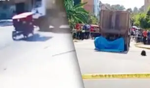 Mototaxista choca y camión le pasa por encima en Tarapoto