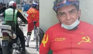 Polémica en La Libertad: intervienen ciclista por usar indumentaria con la hoz y el martillo