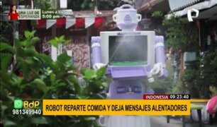 Robot reparte comida y deja mensajes alentadores a pacientes con covid-19