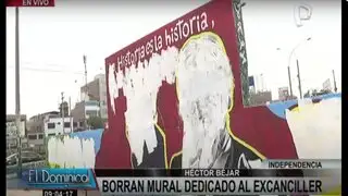 Borran mural dedicado a excanciller Héctor Béjar