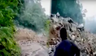 Huánuco: deslizamiento de rocas y lodo bloquean carretera