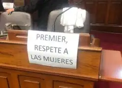 "Premier, respete a las mujeres": Congresistas de Fuerza Popular colocaron mensajes para Guido Bellido en el pleno