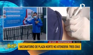 Plaza Norte: suspenden vacunación contra la covid-19 en centro comercial por tres días