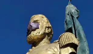 Cajamarca: colocan mascarillas a estatuas  para sensibilizar sobre la importancia de su uso