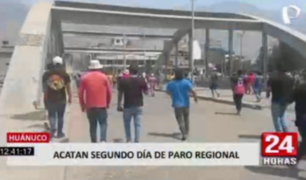 Huánuco: acatan segundo día de paro contra gobierno regional